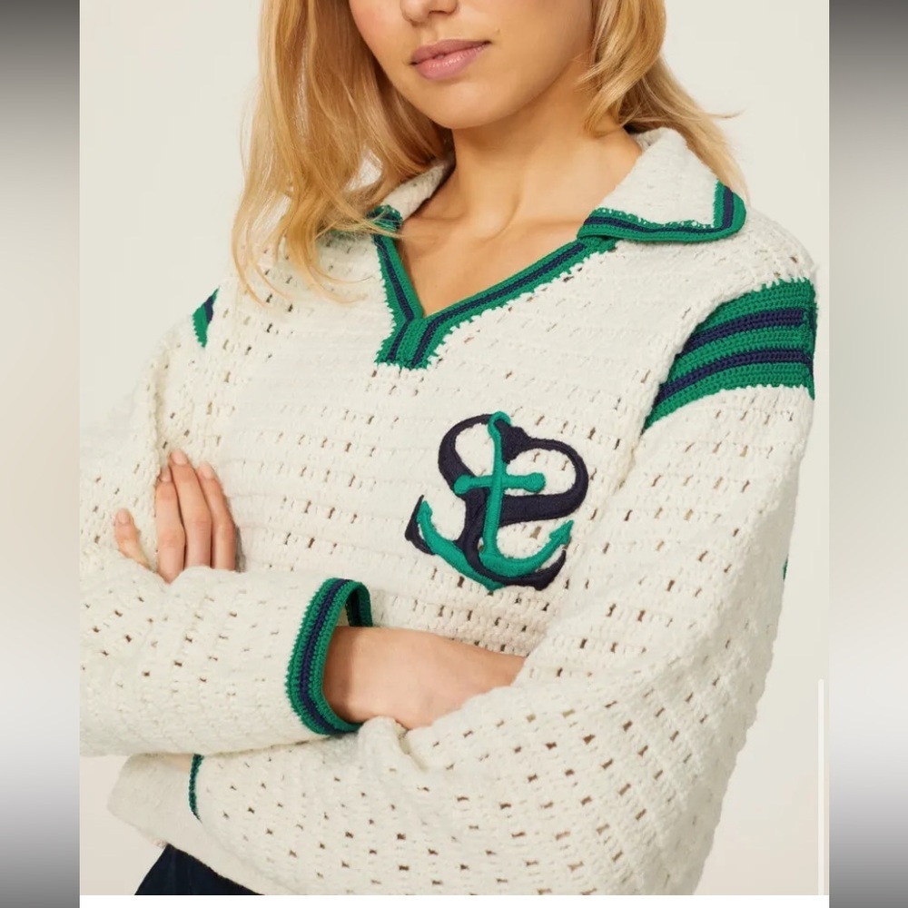 Nicolas Polo Sweater wool
Sandro hand knit fall cream logo casual designer $455